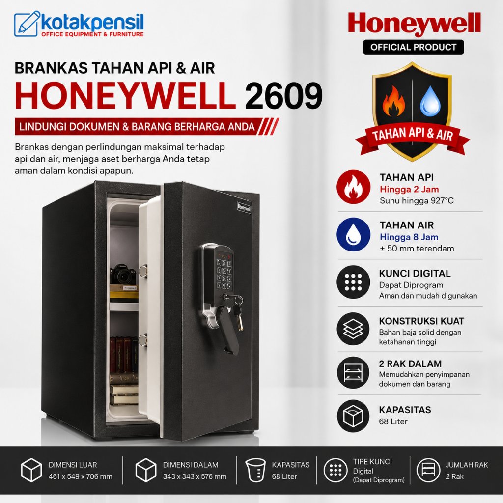 Brankas Digital  HONEYWELL 2609 | Brankas Uang dan Emas | Brangkas Berangkas |Brankas Tahan Air &Api