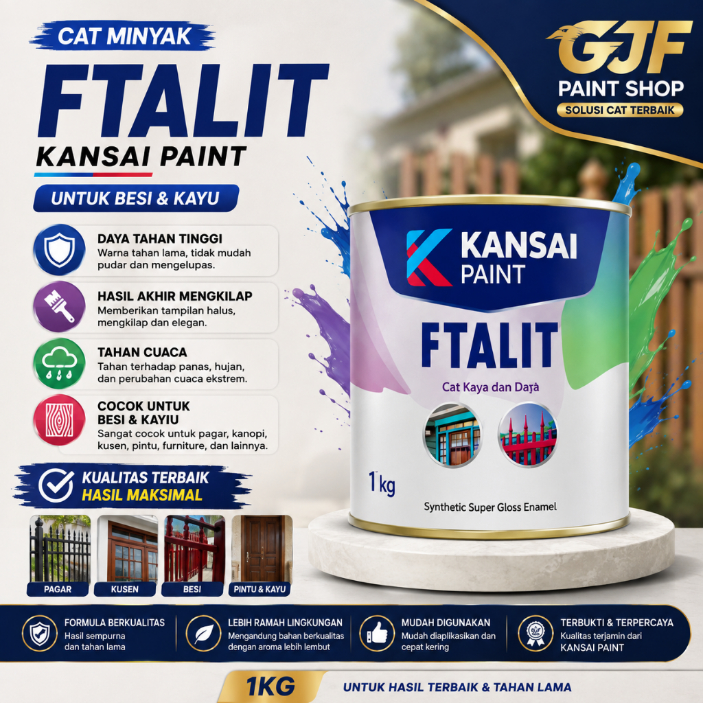 Cat Minyak Besi Kayu Ftalit Kansai Paint 153 Emerald 1kg