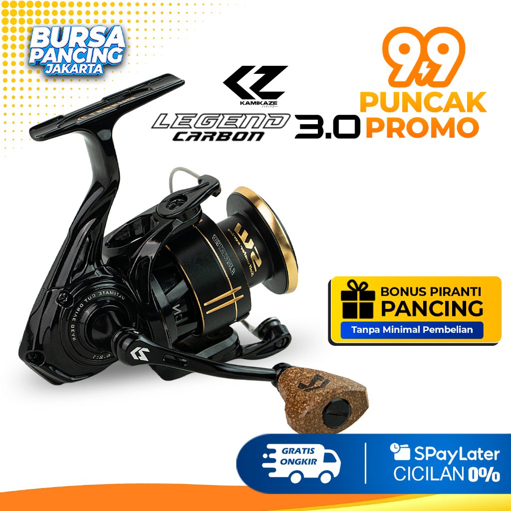 KAMIKAZE Reel Pancing Spinning LEGEND CARBON 3000 SW Reel Spinning 9+1 BB CNC Aluminium Spool