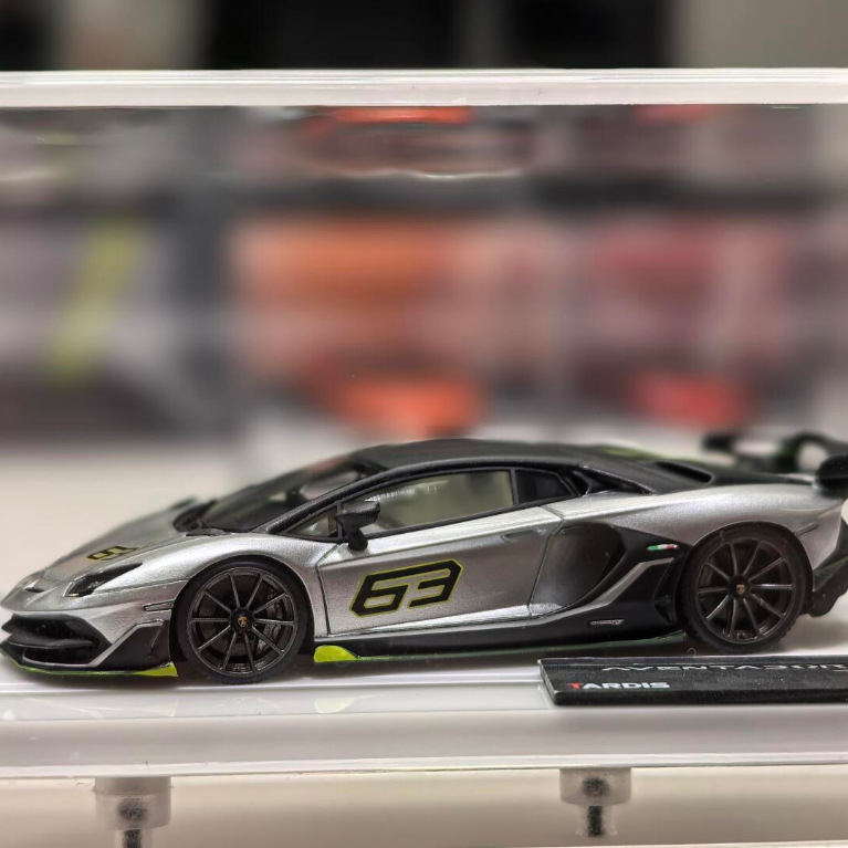 TARDIS LAMBORGHINI SVJ 63 SILVER LIMITED EDITION RESIN 1/64 TARDIS LAMBORGHINI SVJ 63 SILVER LIMITED