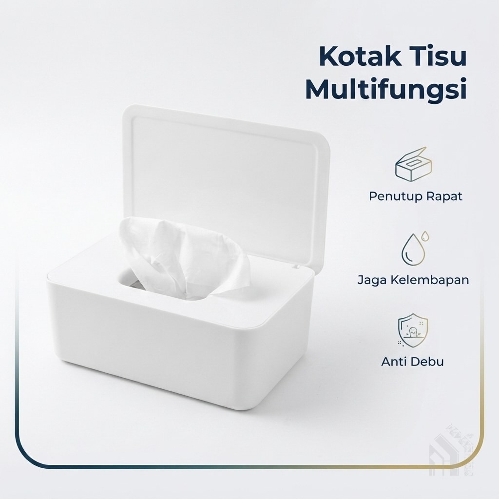 Kotak Wadah Tisu Basah Kering Multifungsi Penutup Rapat Anti Kering Debu Plastik Premium Desain Mini