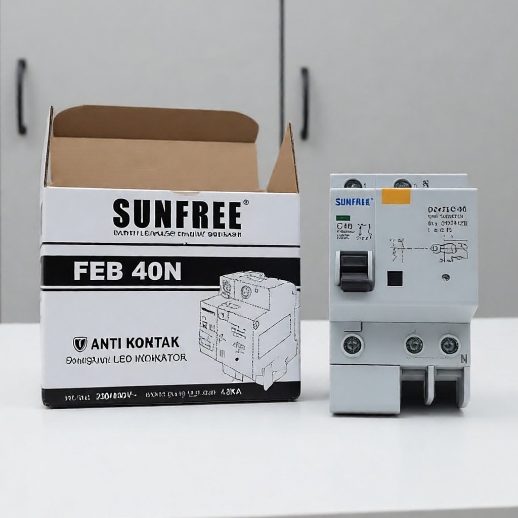 Anti Kontak ELCB 40 A Sunfree FEB 40N disertai LED Indikator / Anti kontak Sunfree 40 A / Antikontak