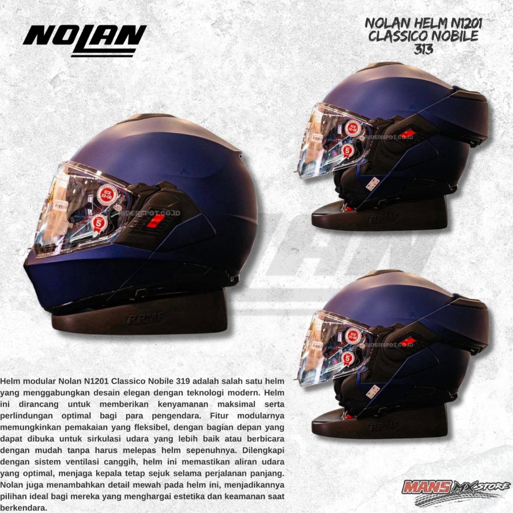 NOLAN N1201 CLASSICO NOBILE 313 BLUE PROFONDO MATT MODULAR HELMET NOLAN MODULAR ORIGINAL