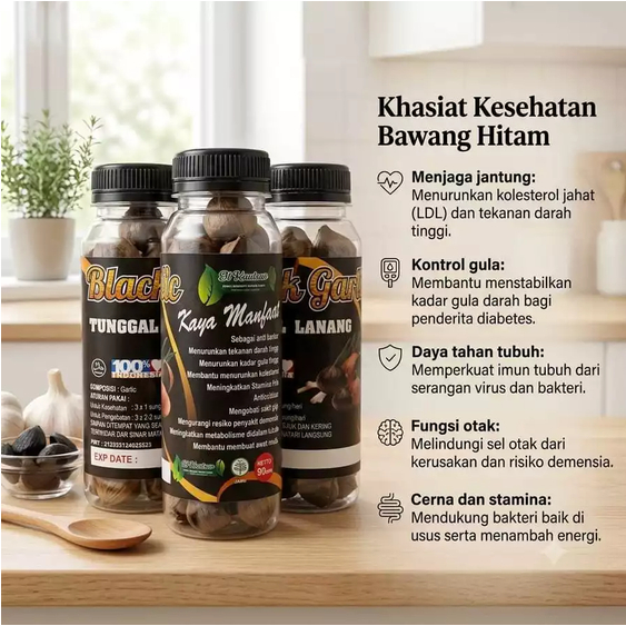 Black Garlic Tunggal Lanang Kautsar 90Gr | Bawang OVEN 90gr | Bawang Tunggal