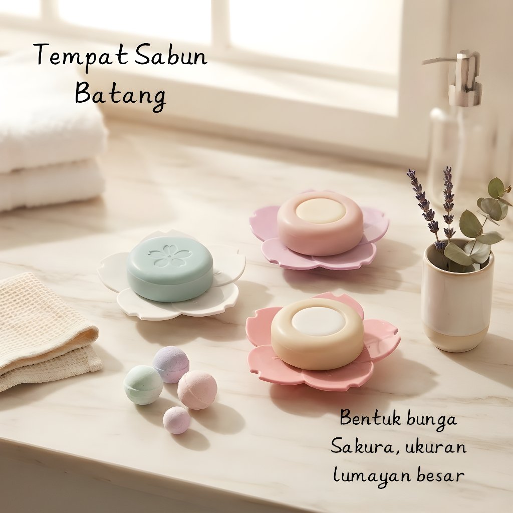 TEMPAT SABUN BUNGA/TEMPAT SABUN BENTUK BUNGA SAKURA/TEMPAT SABUN BATANG AESTHETIC SERBAGUNA