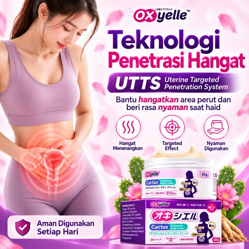 Oxyelle Gel Hangat Wanita untuk Haid Sedikit 30g Gel Penghangat Rahim Wanita - Darah Haid Hitam, Hai