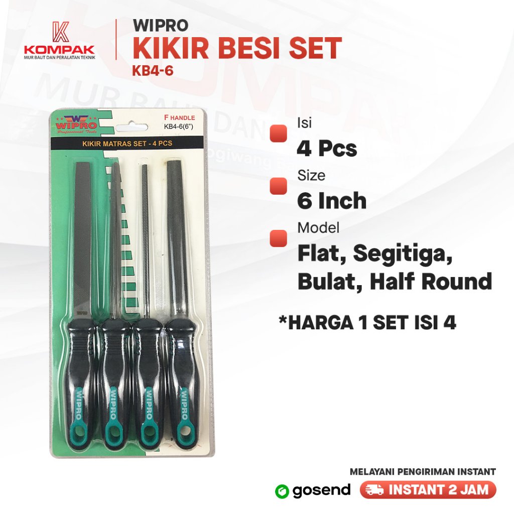 Kikir Matras 6" Set 4pcs Merk WIPRO Kikir 6" Set Matras 4 pcs KB4 - 6 Kikir WIPRO 6" Set Kikir Besi 
