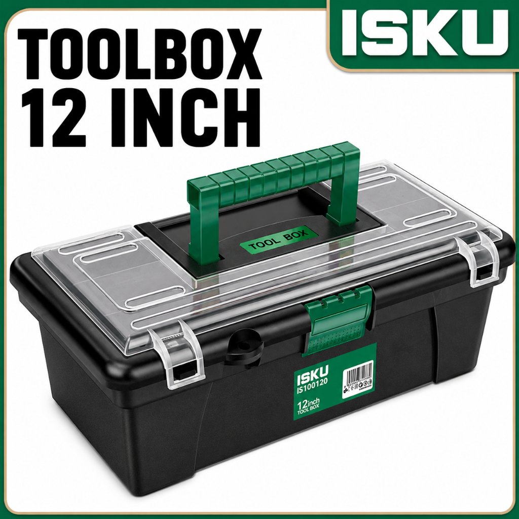ISKU Tool Box Mini 12 Inch Kotak Perkakas Plastik PP Tebal Tempat Penyimpanan Alat Tukang Kunci Pas 