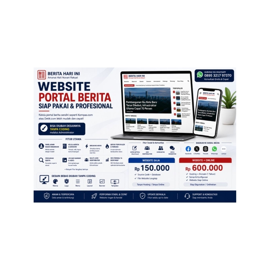 Website/Portal Berita CMS semua fitur-lengkap