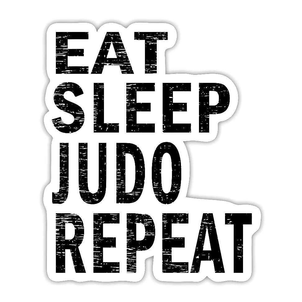 Stiker Beladiri Judo Quote Eat Sleep Judo Repeat Monokrom Minimalis Bahan Vinyl Finishing Glossy Die