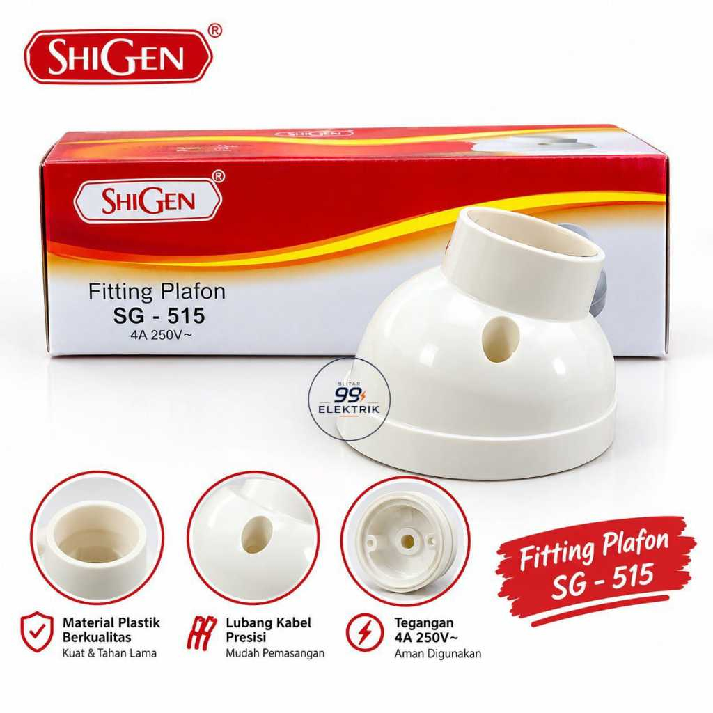SHIGEN Fitting Lampu Plafon Miring E27 Warna Cream