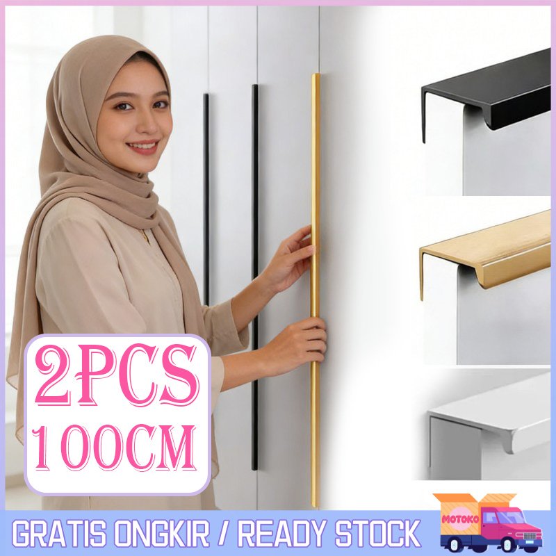 [2pcs]Panjang Handle Lemari Pakaian 100cm Gagang Pintu Lemari Invisible Gagang Lemari Minimalis Tari
