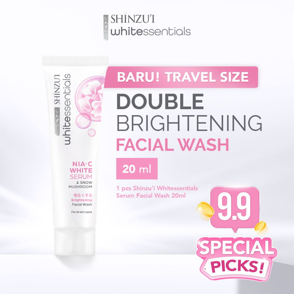 Shinzui WHITEssentials Double Brightening Facial Wash Snow Mushroom 20 ml Travel Size