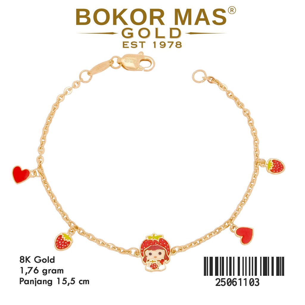 Gelang Rantai Anak Boneka Strawberry Emas 375 8K 25061103 - BokorMas Gold