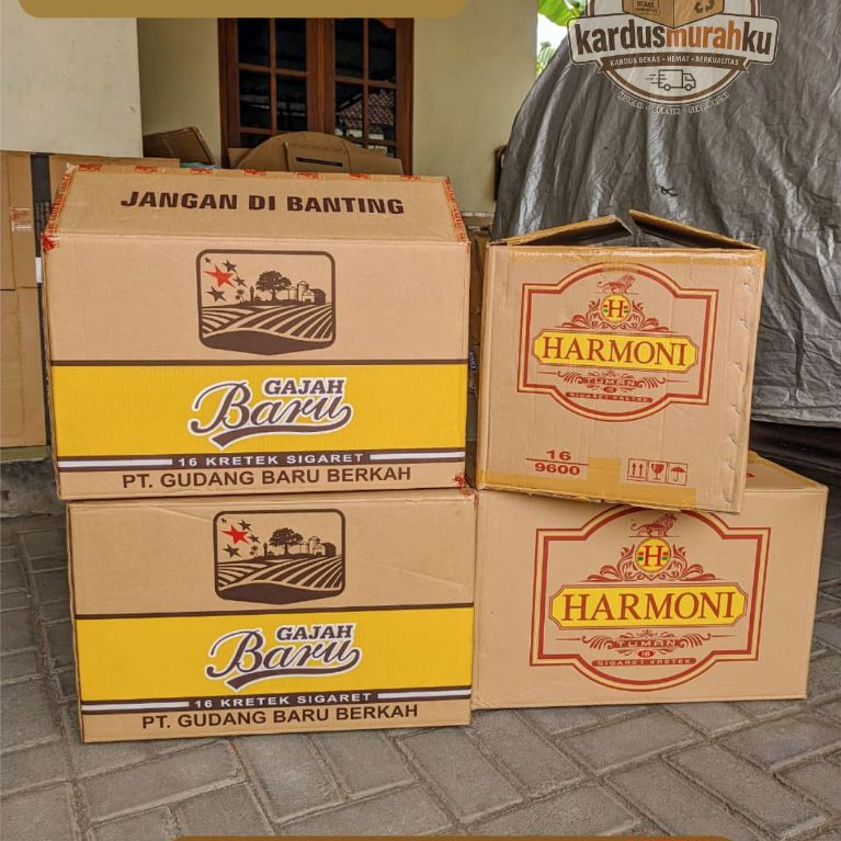 Kardus Kretek Sigar Gajah Baru 16 Kretek dan Harmoni 16 Kardus Bekas / Kardus Packing/ Kardus Pindah