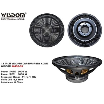 FREE PETI KAYU - Speaker Wisdom 18 INCH W450-33 Original