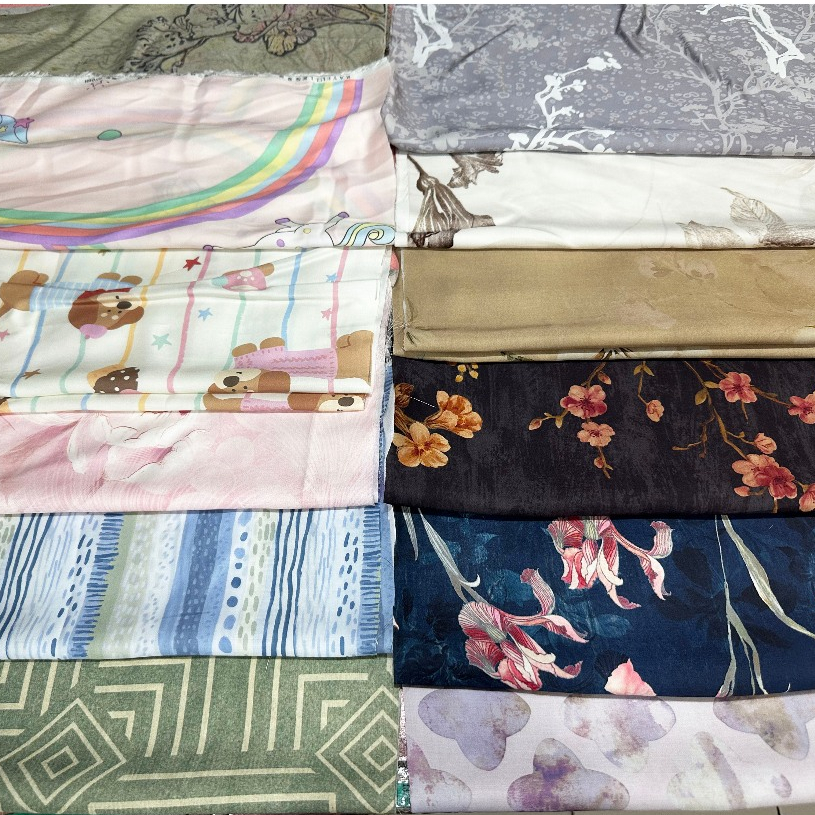 Kain perca kiloan (±1 kiloan) katun jepang, tencel dan kingkoil untuk kerajinan