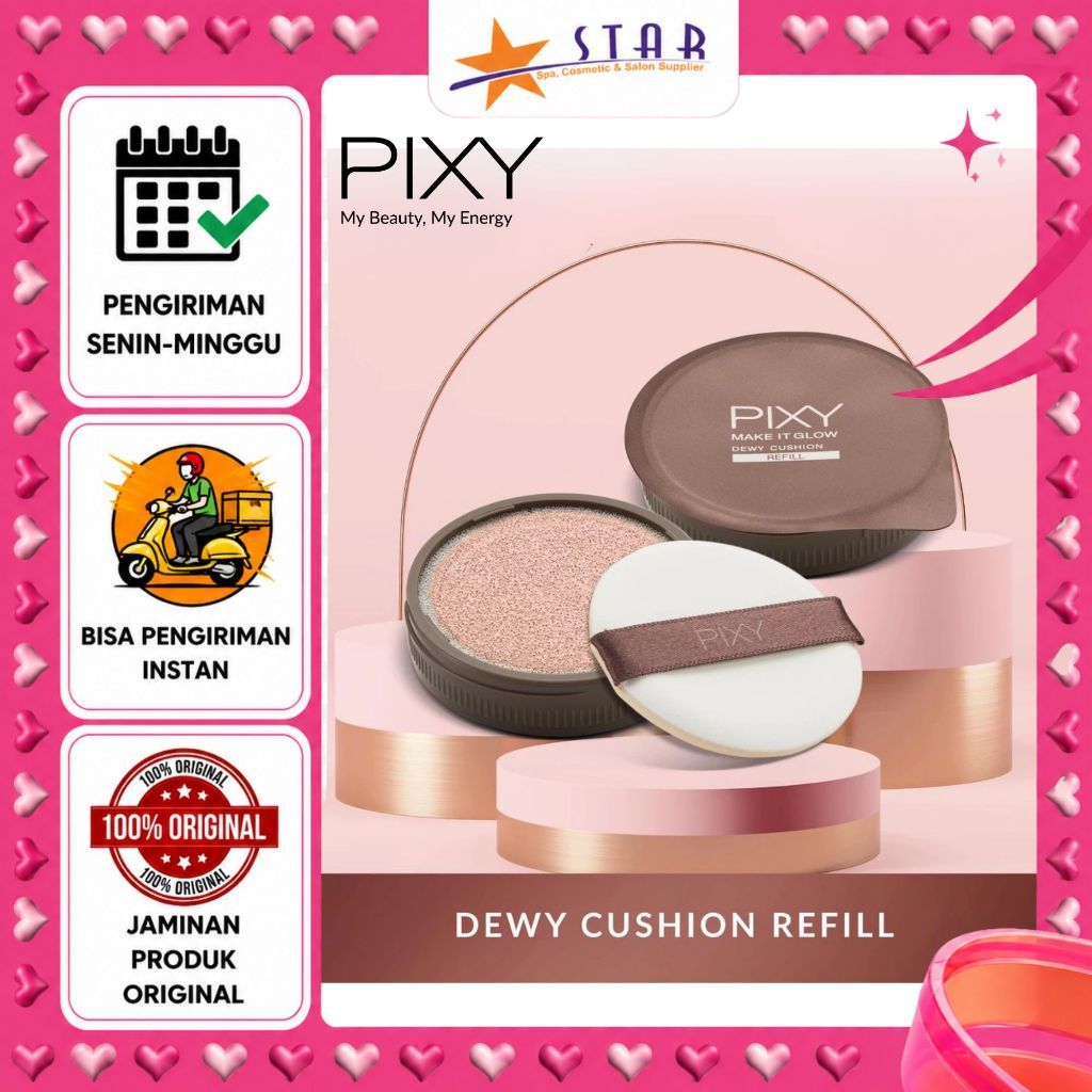 * STAR * Pixy Make It Glow Dewy Cushion REFILL 15g | KEMASAN COKLAT / Cushion Pixy / Bedak Basah