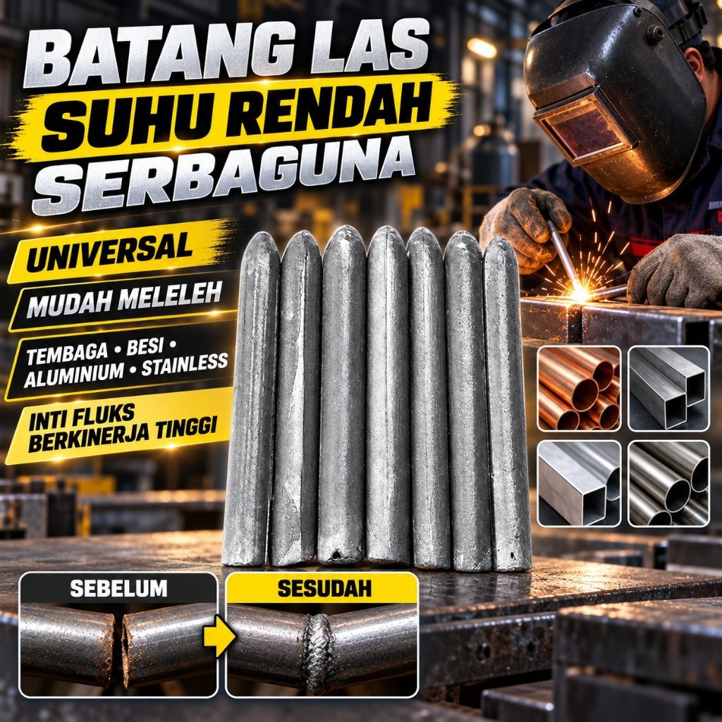 Promo - [1/3/6 Pcs] Batang Las Serbaguna Suhu Rendah / Batang Las Untuk Tembaga, Besi, Aluminium & S