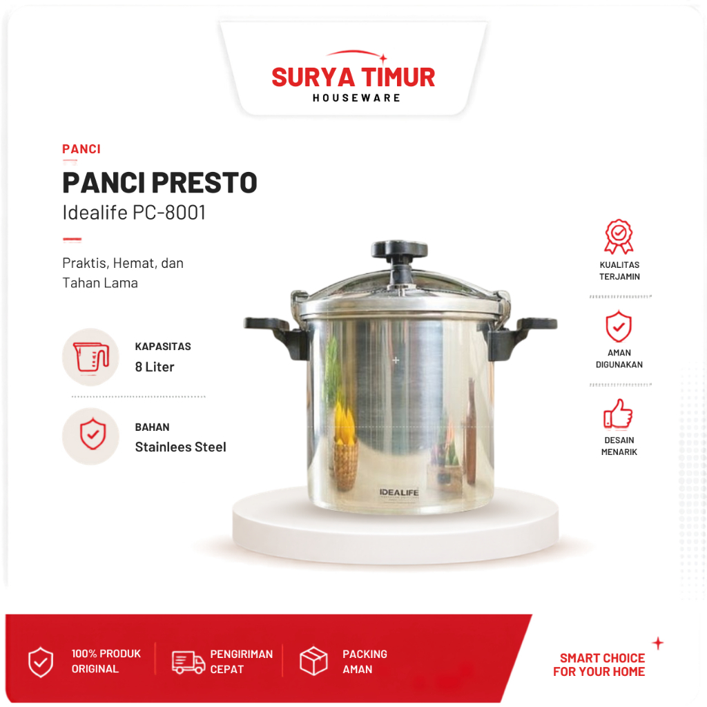Presto Idealife PC-8001 8L Panci Presto Pressure Cooker