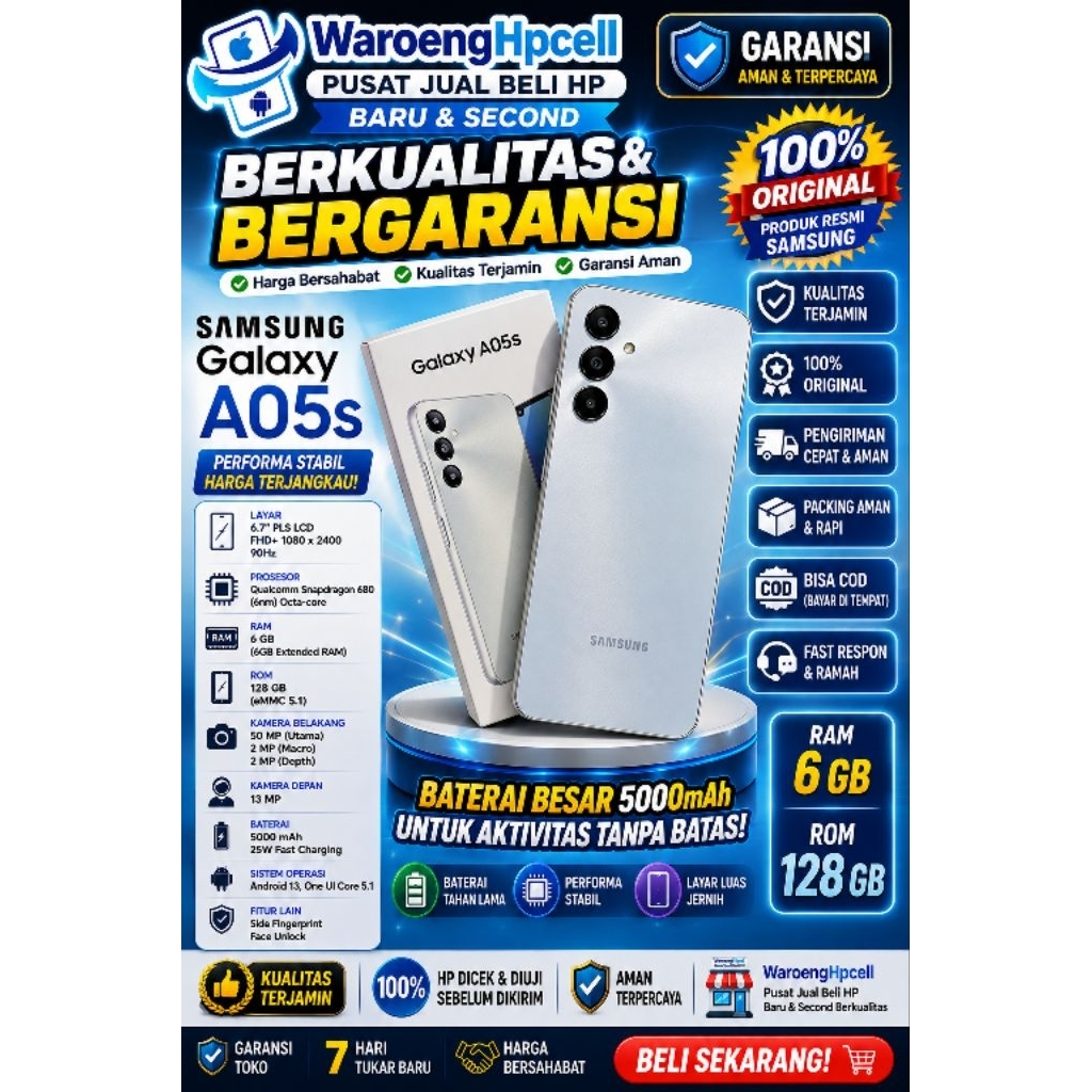 Samsung Galaxy A05s ram 6GB 128GB  second/bekas/berkualitas