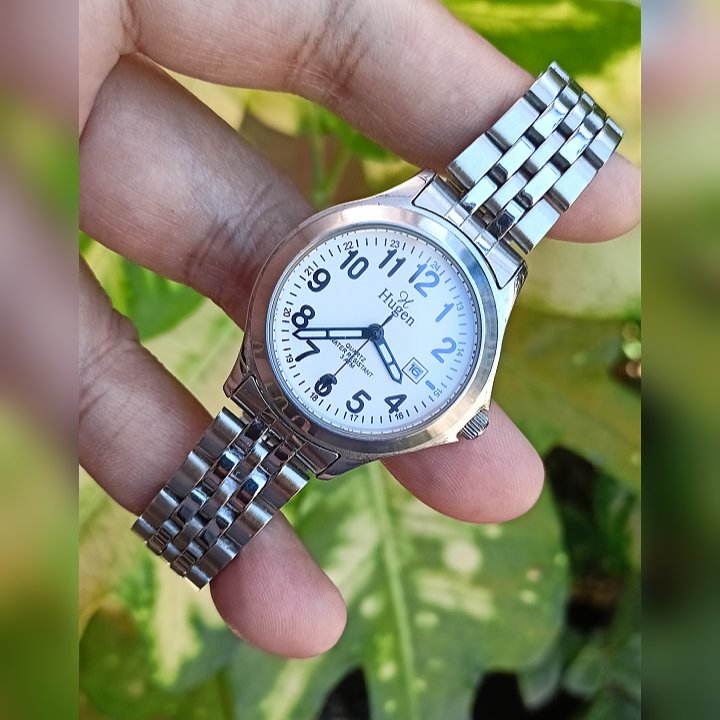HUGEN 9415 White Silver Watch Original Second | Jam Tangan Wanita Preloved