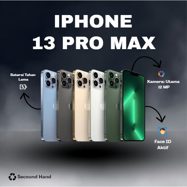 SPayLater IPHONE 13 PRO MAX WIFI ONLY 128GB/256GB SECOND FULLSET Second HandPhone