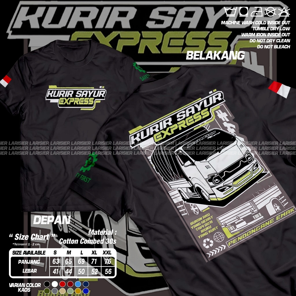 T-Shirt Larisier - Kaos Kurir Sayur Express - kaos Distro motif Mobil Truk Sayur - Unisex Untuk Pria