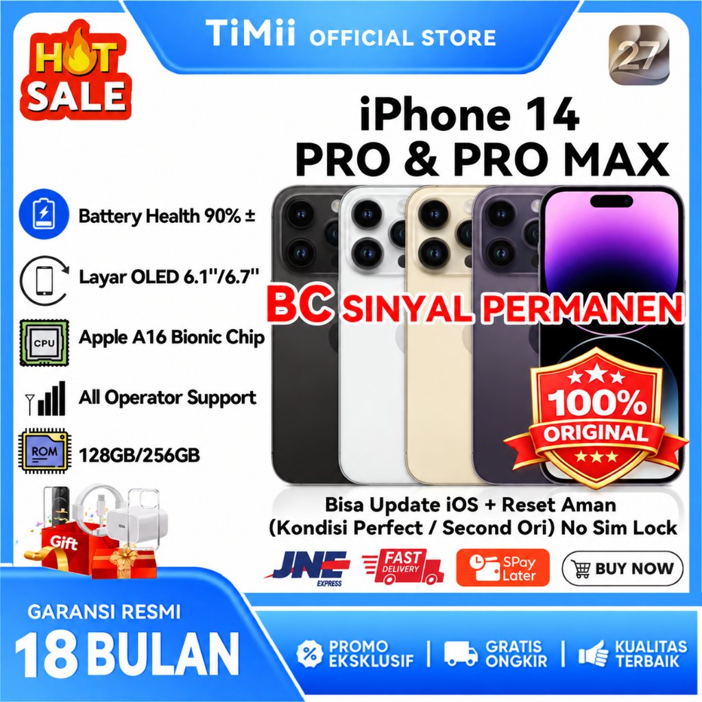 BC Apple iPhone 14 Pro / 14 Pro Max Original 100% 128GB 256GB Second Bekas Fullset Mulus Inter Unloc