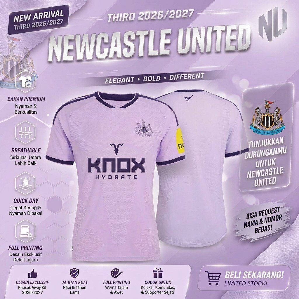 Jersey Newcastle United Third 2026/2027 Putih KNOX Hydrate Lengan Pendek