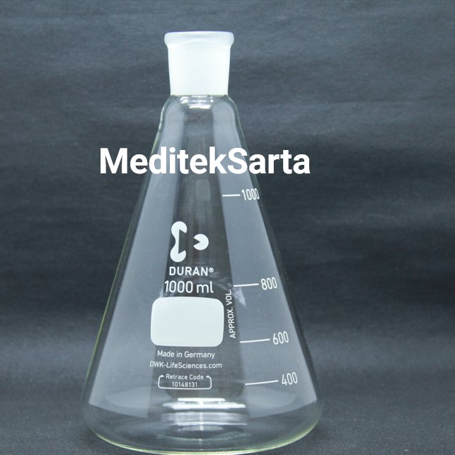 DURAN Erlenmeyer glass 1000 ML with NS 29/32 Labu erlenmeyer leher asah 1 L