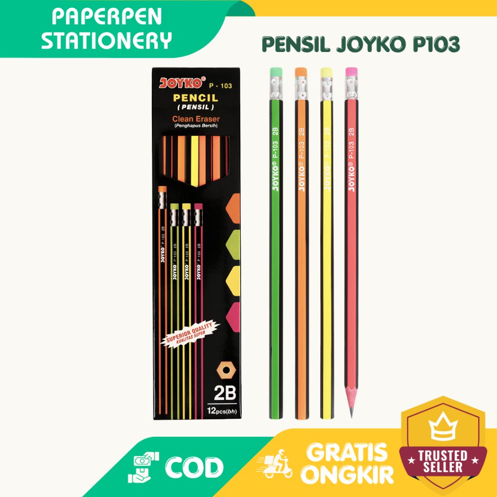 JOYKO Pensil 2B 2in1 Pensil Penghapus P103 2B 1 Pak