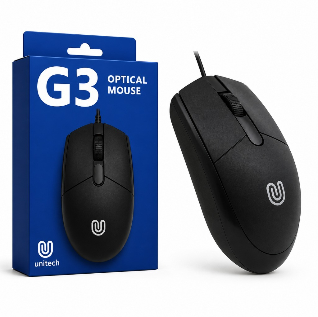 Mouse Kabel USB UNITECH G3 Optical Mouse Work & Office Laptop PC Original