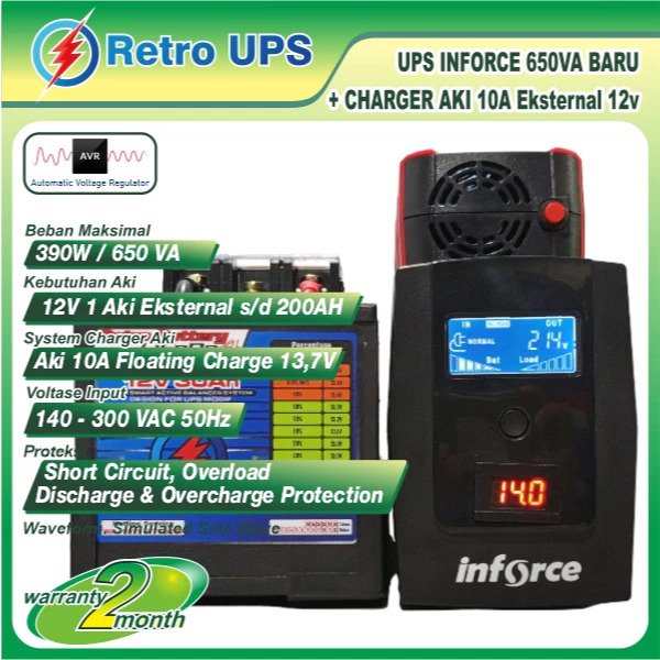 [CARGO] UPS Modif Modifikasi Charger 10A Aki Eksternal 12V Inforce 650VA BARU