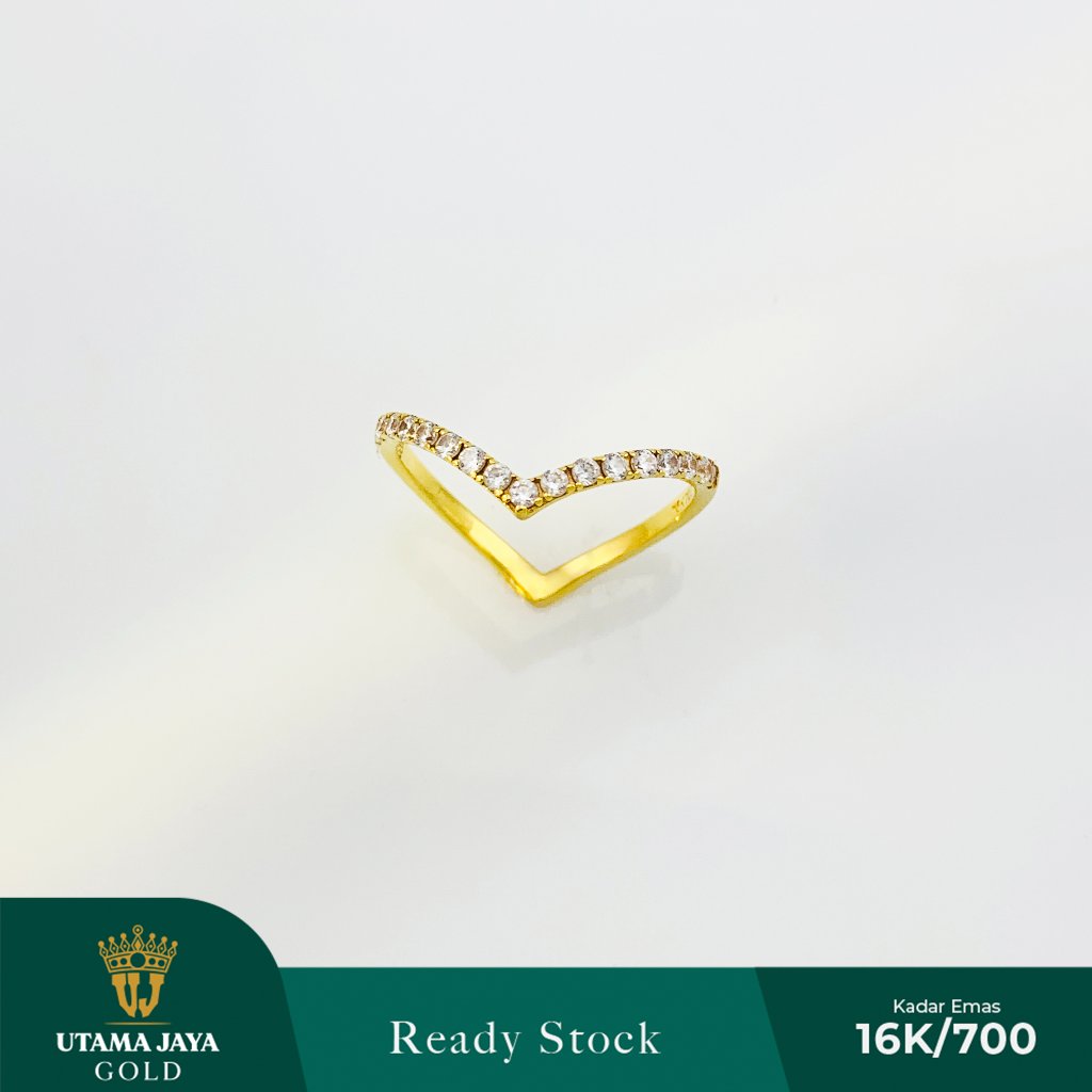 Cincin Emas Model V Permata Listring Series 1 700/16K - Cincin Emas Simple Elegant