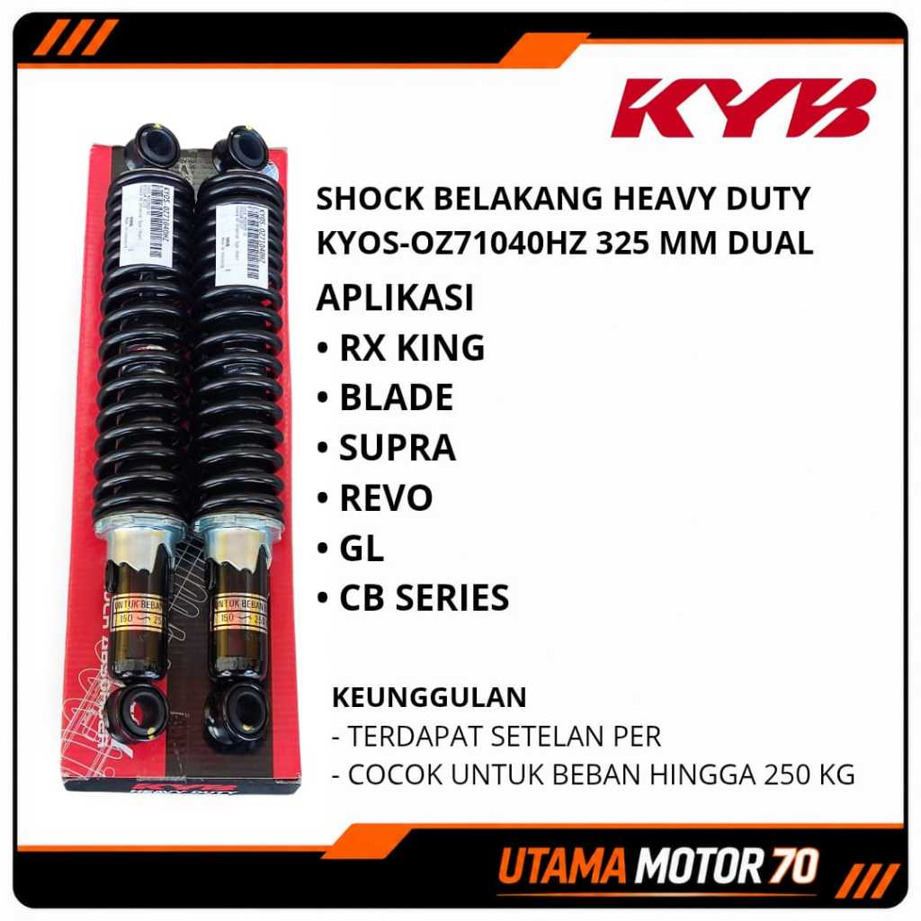 SKOK / SHOCKBREAKER BELAKANG KYB HEAVY DUTY 320 MM RX-KING / GL SERIES / CB SERIES / MEGAPRO / BLADE