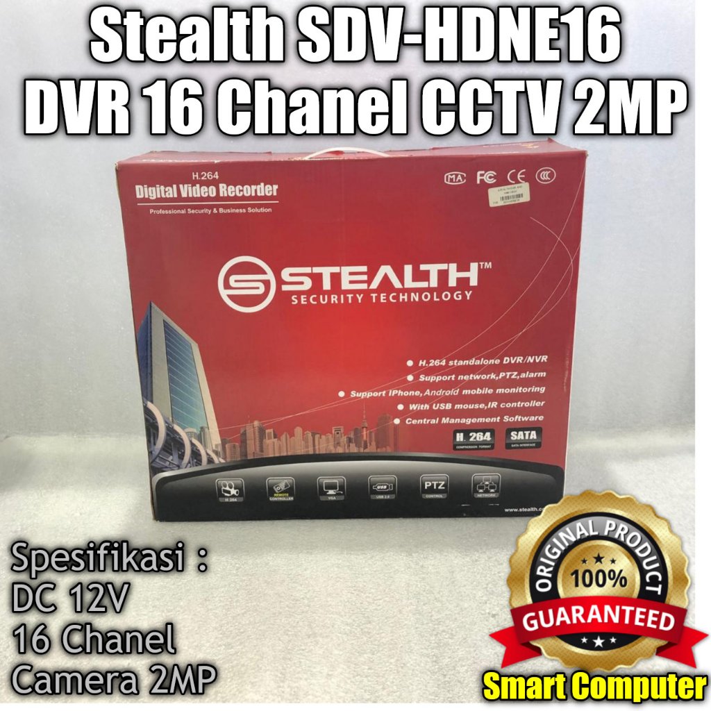 Stealth SDV-HDNE16 DVR 16 Chanel CCTV 2MP H.264 Digital Video Recorder SATA DC 12V