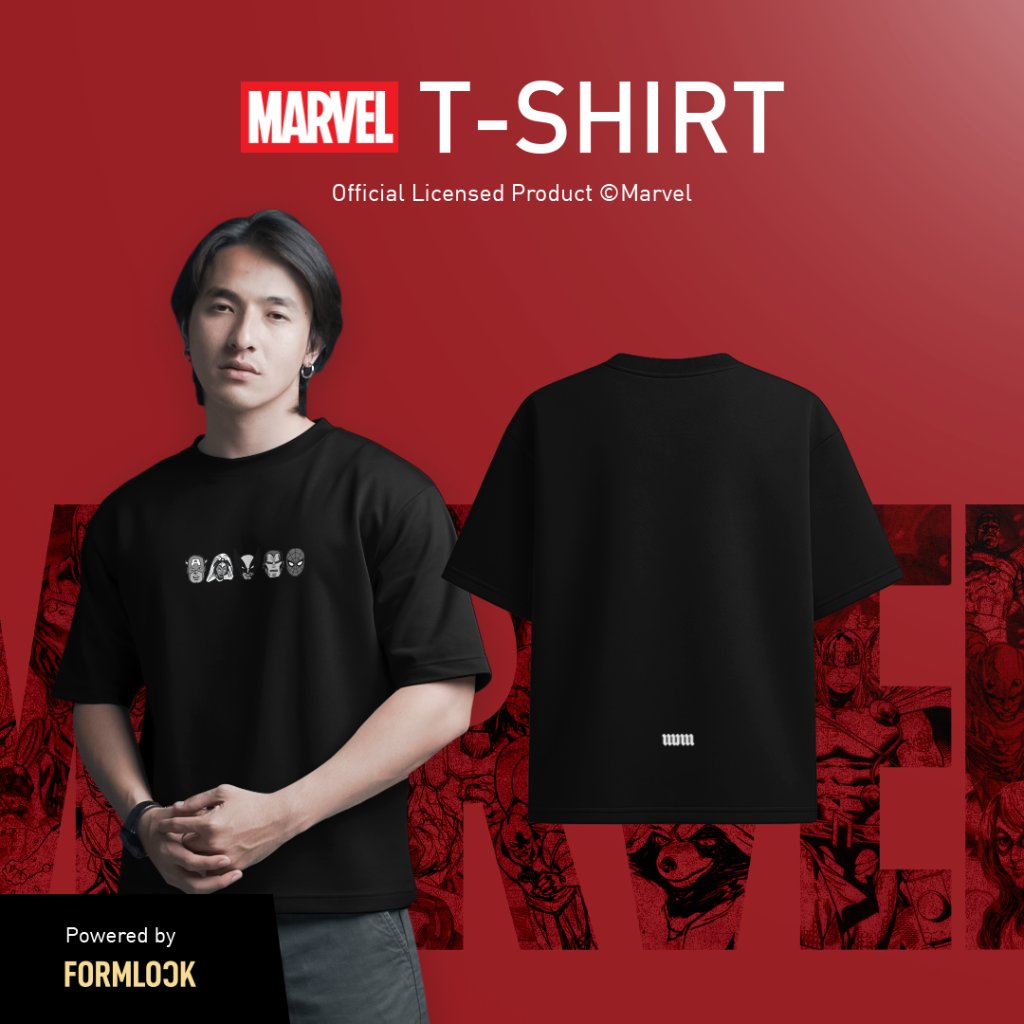 No Void Minds MARVEL Edition Heroes Face Formlock Oversized T-Shirt