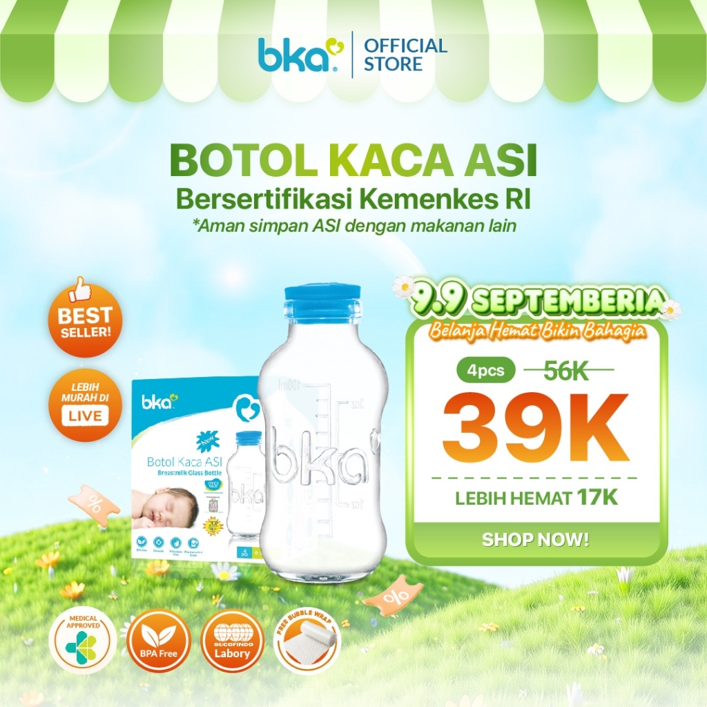 Botol ASI Kaca BKA isi 4 Pcs | Sertifikasi KEMENKES RI | BotolKaca ASI BPA Free | Botol ASI | Ice Ge