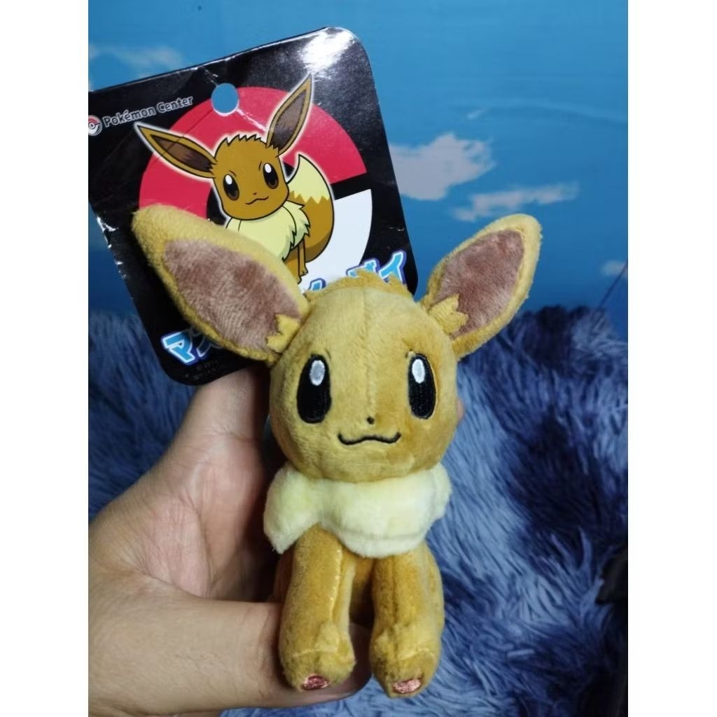 POKEMON CENTER POKEMON EEVEE KEYCHAIN PLUSH Gantungan Kunci Pokemon Eevee Original Pokemon Center Po