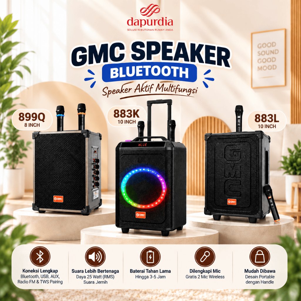 GMC Speaker Bluetooth 899Q 8" | 883K 10" | 883L 10" Mic Wireless