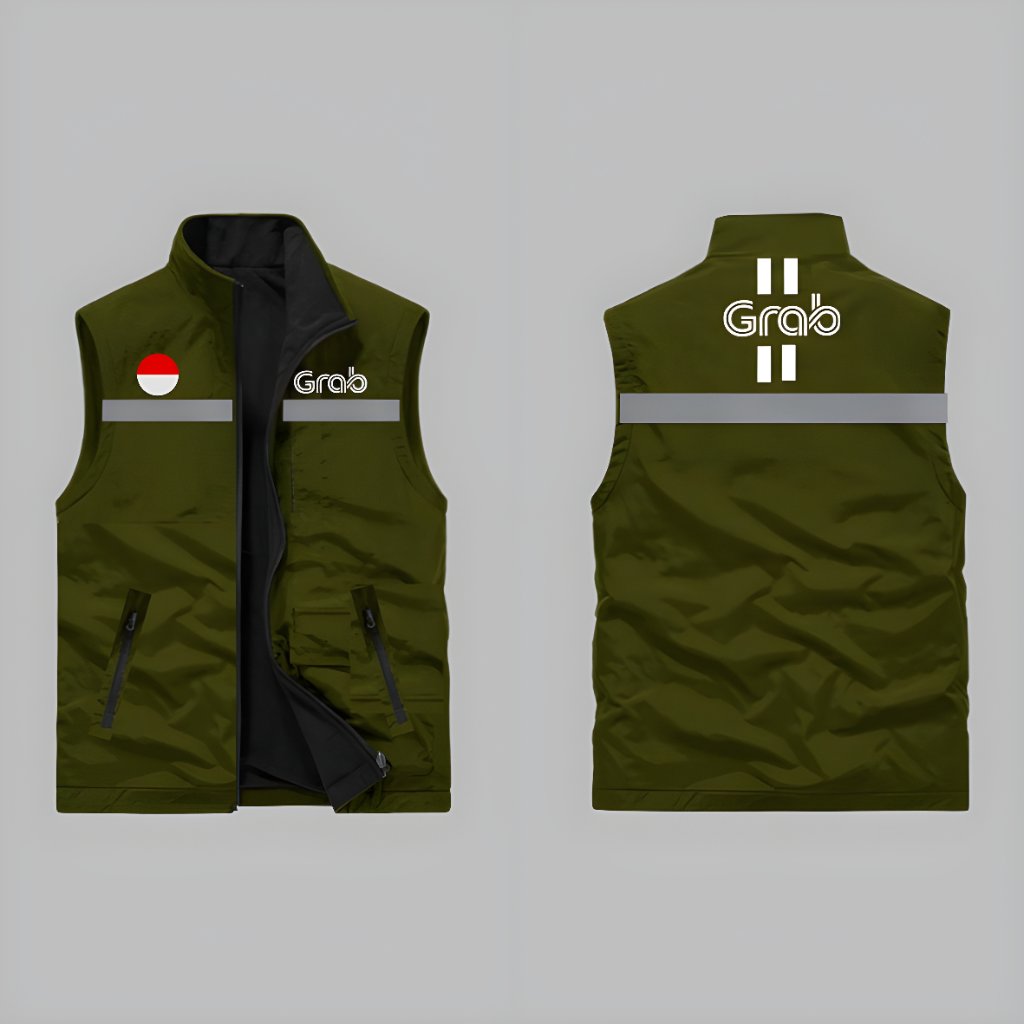 Rompi Ojol Kang Grab Rompi Pria Ojok Grab, Rompi Zipper Outdoor gOJEK Grab