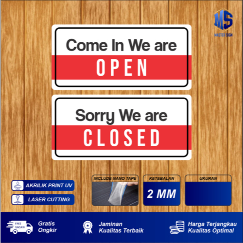 COD,OPEN CLOSED Akrilik siap Pakai/Acrylic Open Closed Design Retro / Custom-FreeDesign ( A 336 )