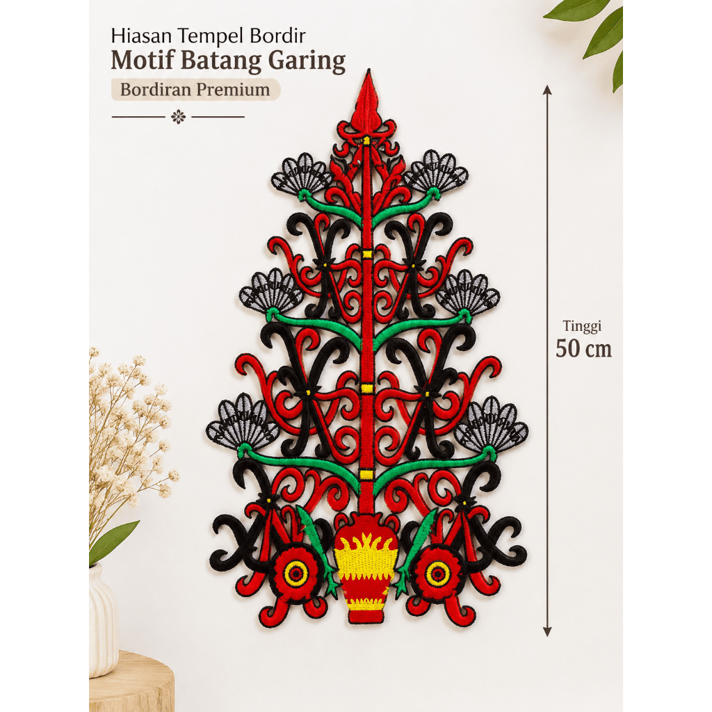 Renda Bordir Aplikasian Pakaian hiasan Gaun Bordir Tempel Elegan Mewah Motif Batang Garing