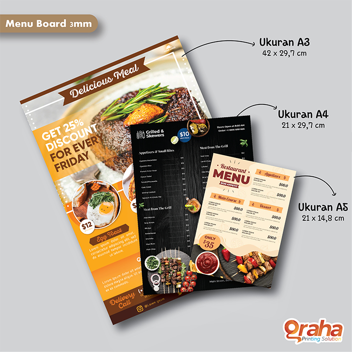 Cetak Daftar Menu Board / Papan Menu / Menu Resto