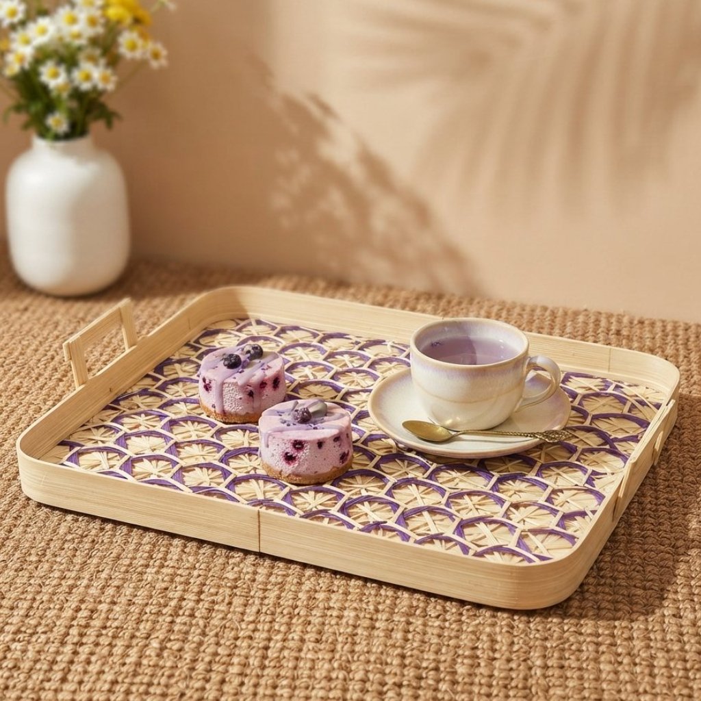 Nampan Bambu Persegi Tray Saji Bambu Aesthetic Minimalis / Nampan Estetik / Tatakan Gelas Estetik / 