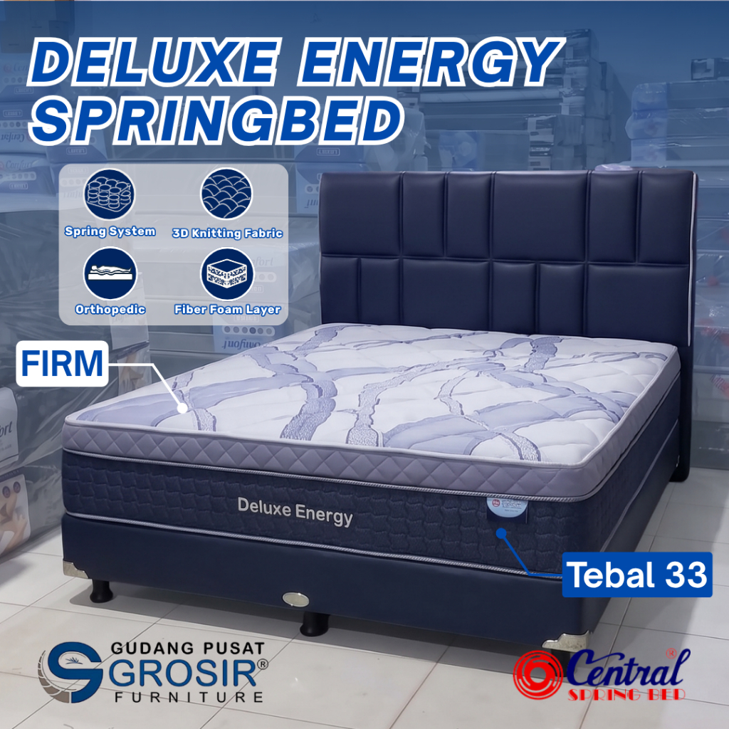 Kasur Springbed CENTRAL Deluxe Energy Fullset Divan Spring Bed Orthopedic (Garansi Resmi) - Gudang S