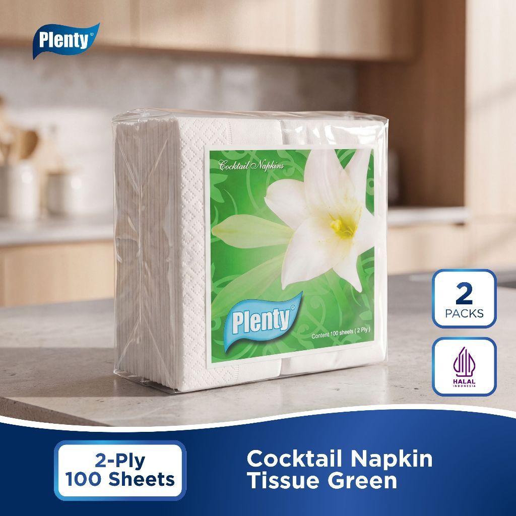 Plenty® Cocktail Napkin Tissue Green