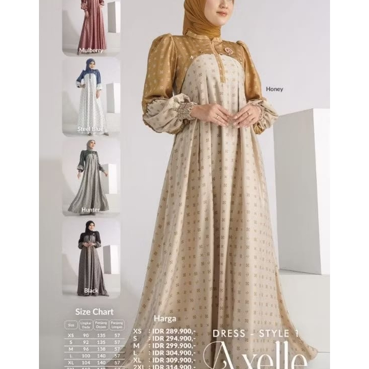 AXELLE DRESS NADHEERA LUXURY-STYLE 1-STYLE 2-ORI NADHEERA LUXURY-GAMIS KONDANGAN-GAMIS COUPLE-AXELLE