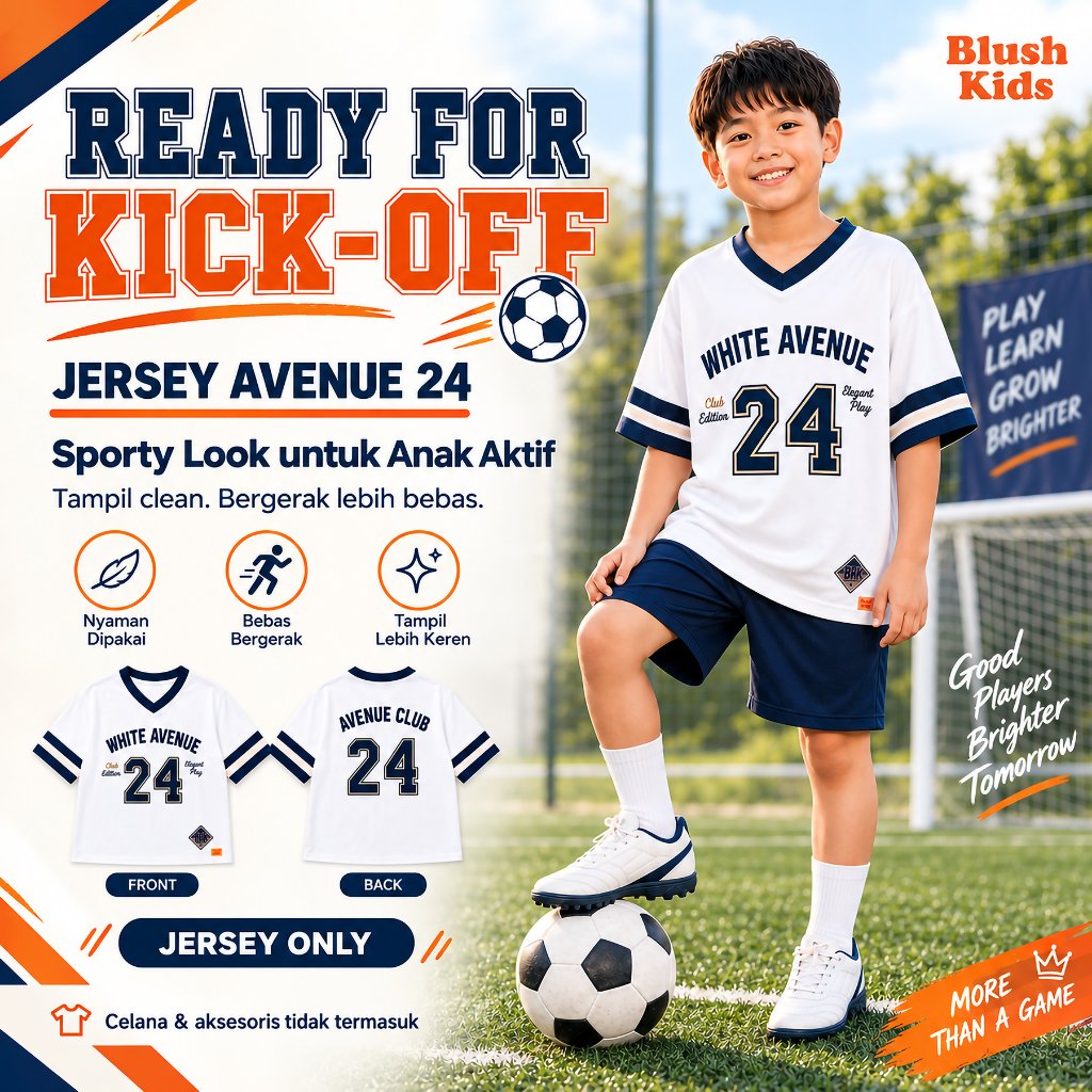 Blush Kids Jersey Oversize Anak Laki Laki Avenue Club 24 Sporty